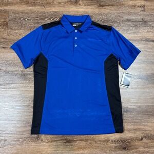 Nike Shirt Men's L Black Golf Dri Fit Polo Blue Black Colorblock Performance NWT